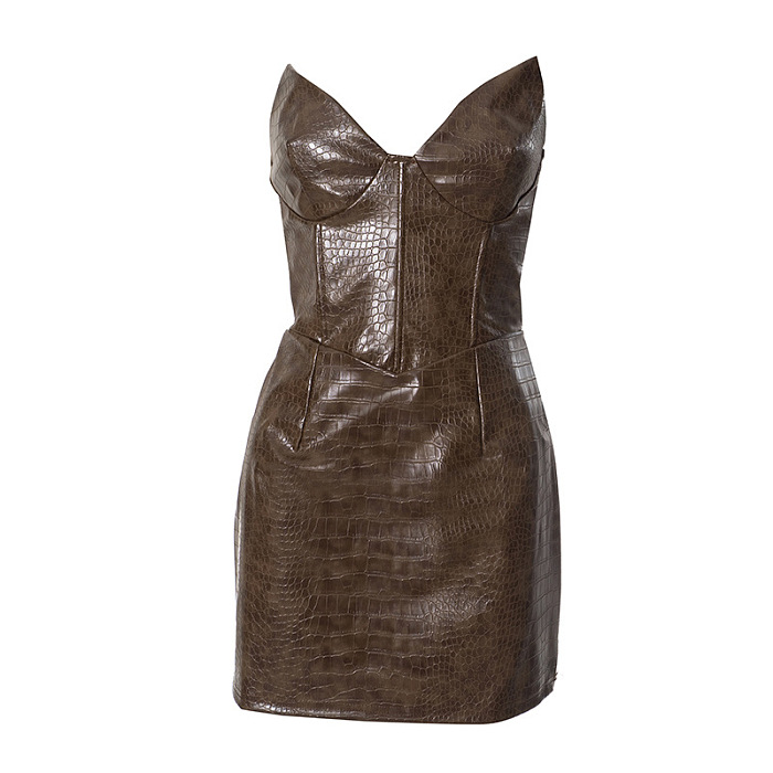 SUPER WHOLESALE | Pu Strapless Mini Dress