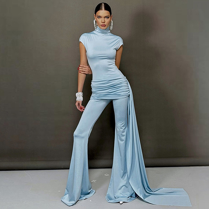 SUPER WHOLESALE | Bat Shoulder Jumpsuit with Strap