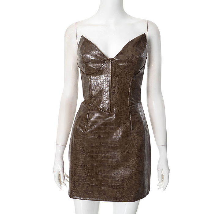 SUPER WHOLESALE | Pu Strapless Mini Dress