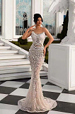 Pearl Chain Strapless Dress