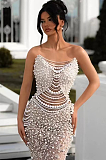 Pearl Chain Strapless Dress