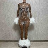 SUPER WHOLESALE | Silver Rhinestone Jumpsuit