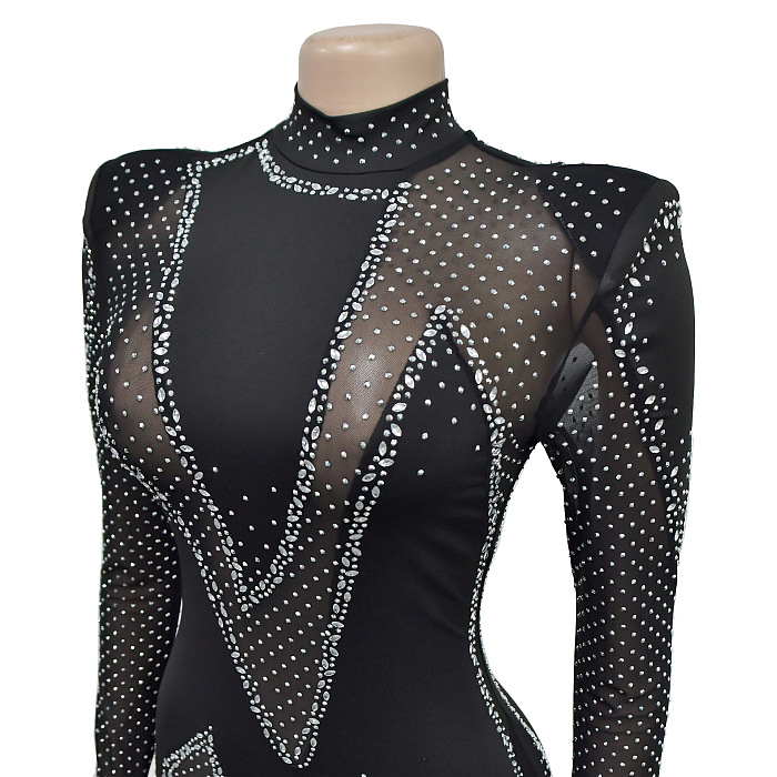 SUPER WHOLESALE | Rhinestone Mesh Jumpsuit