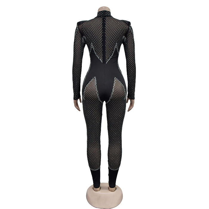 SUPER WHOLESALE | Rhinestone Mesh Jumpsuit