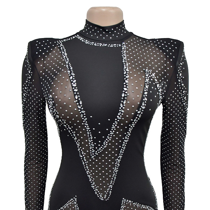 SUPER WHOLESALE | Rhinestone Mesh Jumpsuit