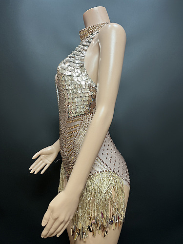 SUPER WHOLESALE | Sequins, Fringes Halter Dress