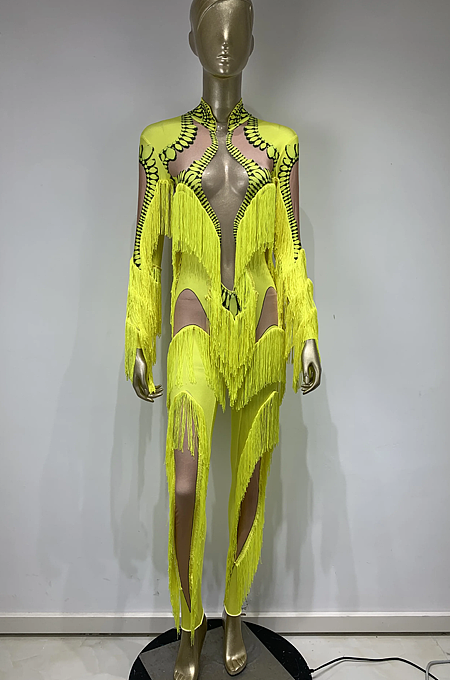SUPER WHOLESALE |Tassel Mesh Jumpsuit