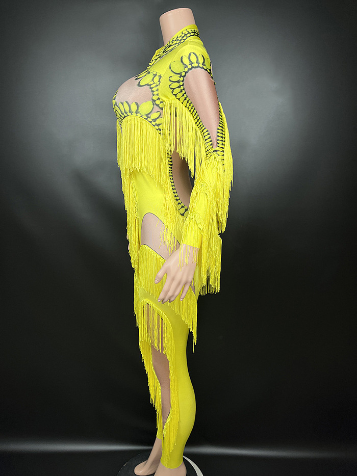 SUPER WHOLESALE |Tassel Mesh Jumpsuit