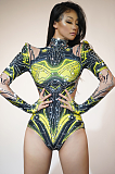 SUPER WHOLESALE | Long Sleeve Rhinestone Printed Bodysuit