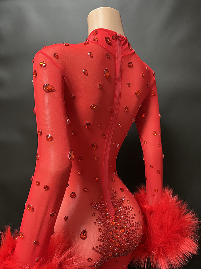 SUPER WHOLESALE | Red Rhinestone Jumpsuit