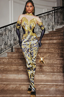 SUPER WHOLESALE | Rhinestone Printed Jumpsuit