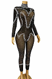 SUPER WHOLESALE | Mesh Patchwork Rhinestone Jumpsuit