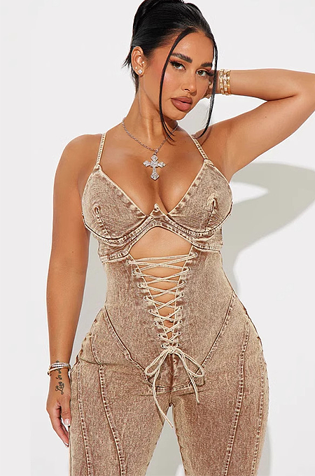 SUPER WHOLESALE | Lace Up Jumpsuit