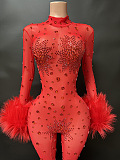 SUPER WHOLESALE | Red Rhinestone Jumpsuit