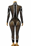 SUPER WHOLESALE | Mesh Patchwork Rhinestone Jumpsuit