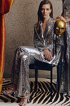 SUPER WHOLESALE | Silver Sequins Blazer Set