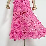 SUPER WHOLESALE |  Blue Floral-appliqué Lace Midi Dress