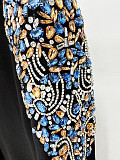 SUPER WHOLESALE | Black Crystal-embellished Midi Dress
