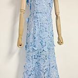 SUPER WHOLESALE |  Blue Floral-appliqué Lace Midi Dress