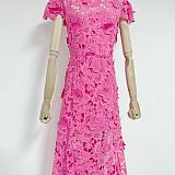 SUPER WHOLESALE |  Blue Floral-appliqué Lace Midi Dress