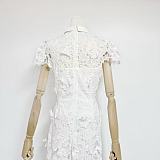 SUPER WHOLESALE |  Blue Floral-appliqué Lace Midi Dress