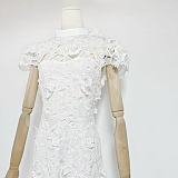 SUPER WHOLESALE |  Blue Floral-appliqué Lace Midi Dress