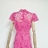 SUPER WHOLESALE |  Blue Floral-appliqué Lace Midi Dress