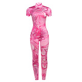 SUPER WHOLESALE |  Stand Collar Leopard Jumpsuit