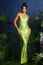 SUPER WHOLESALE | Halterncke Sequin Maxi Dress