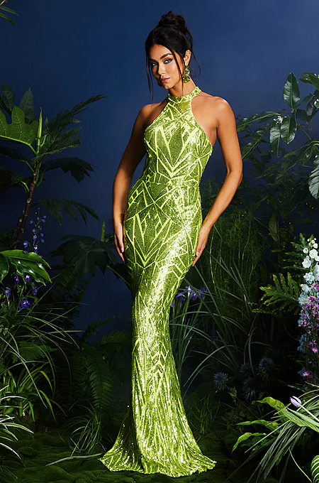 SUPER WHOLESALE | Halterncke Sequin Maxi Dress