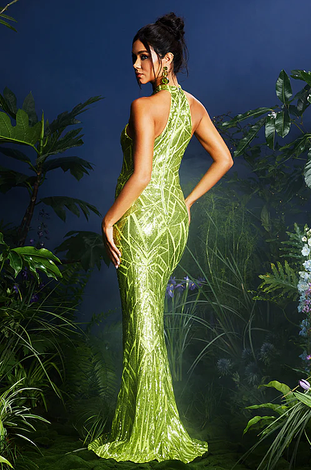 SUPER WHOLESALE | Halterncke Sequin Maxi Dress