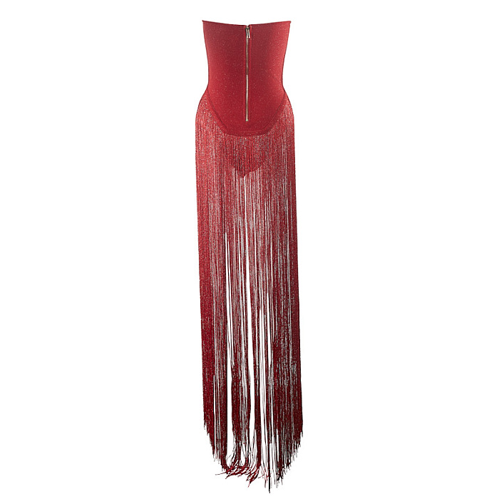SUPER WHOLESALE | Strapless Fringe Dress