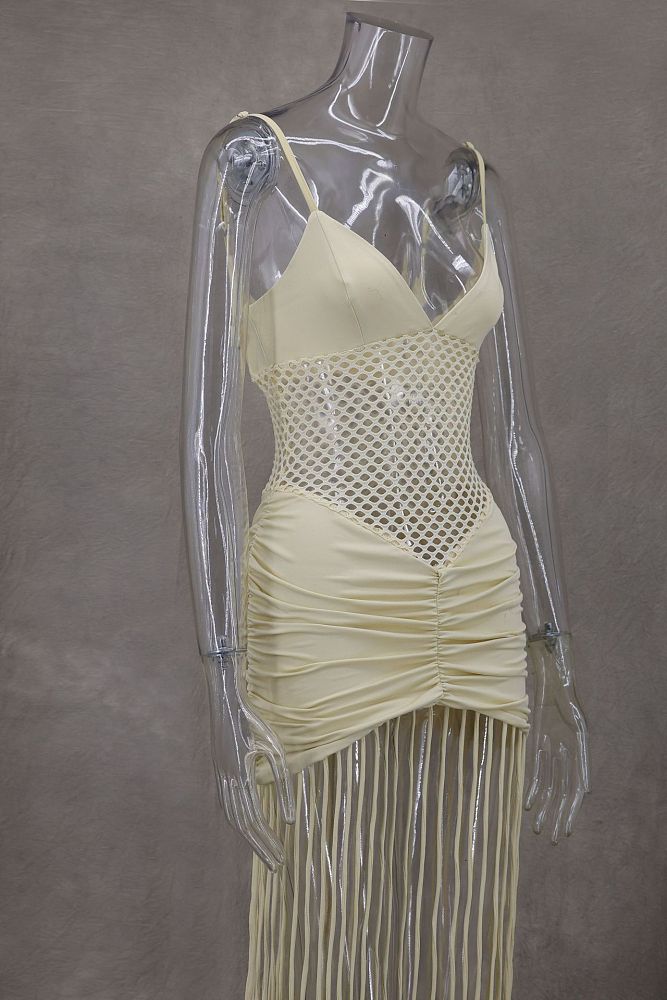 SUPER WHOLESALE | Spaghetti Maxi Fringes Dress