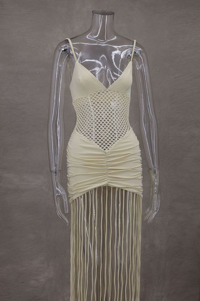 SUPER WHOLESALE | Spaghetti Maxi Fringes Dress