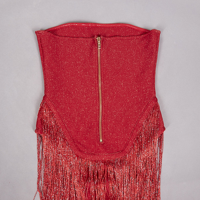 SUPER WHOLESALE | Strapless Fringe Dress