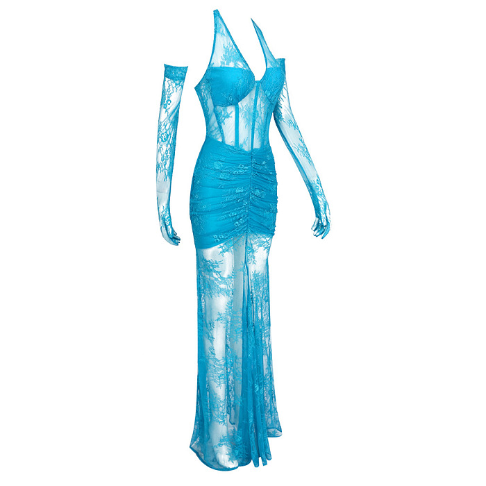 SUPER WHOLESALE | Halter Lace Dress with Gloves