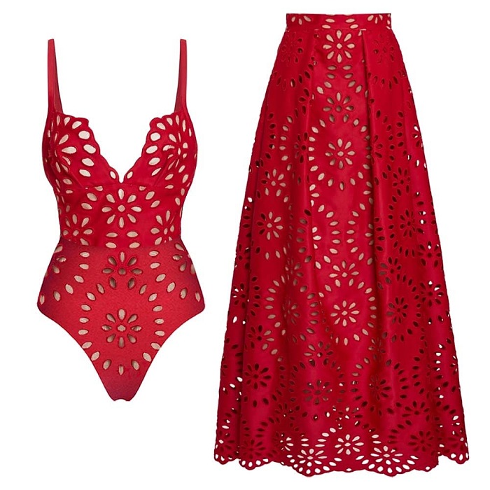 SUPER WHOLESALE |Cut-out Swimwear and Skirt Set