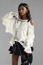 SUPER WHOLESALE | Distressed Sweater Top