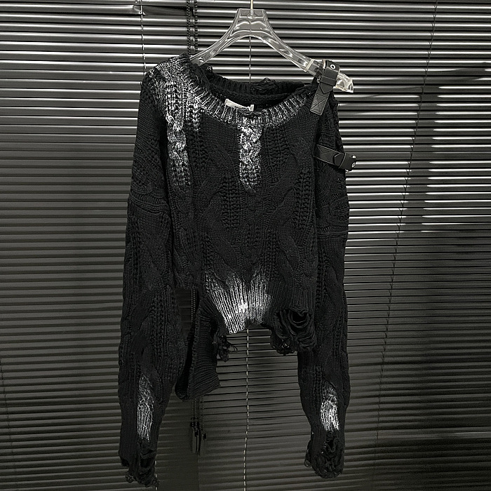 SUPER WHOLESALE | Distressed Sweater Top
