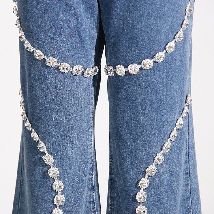 SUPER WHOLESALE | Rhinestone Flare Bottom Jeans