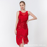 SUPER WHOLESALE | Fringe Trim Sequin Mesh Splicing Bodycon Dress