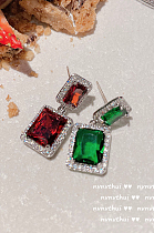 SUPER WHOLESALE | 925 Sterling Silver Earring in Red & Green