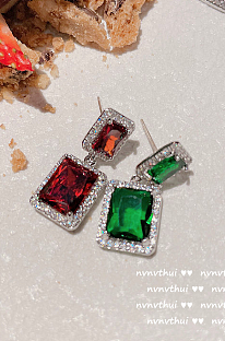SUPER WHOLESALE | 925 Sterling Silver Earring in Red & Green