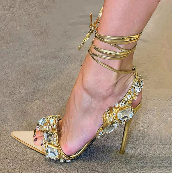SUPER WHOLESALE | Open-toe Lace Up Heels(11cmh)