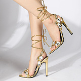 SUPER WHOLESALE | Open-toe Lace Up Heels(11cmh)