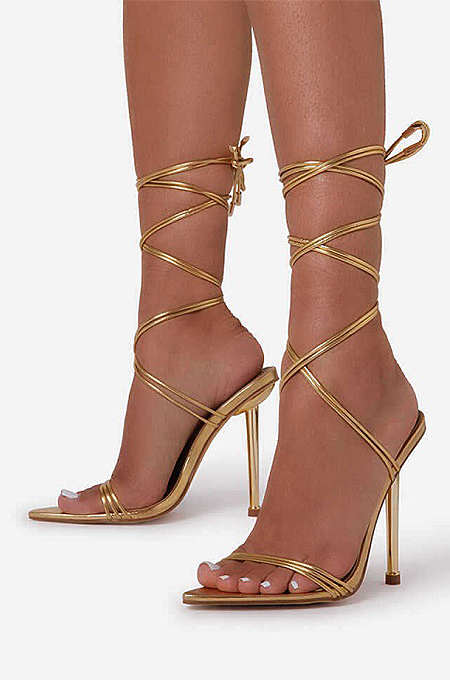 SUPER WHOLESALE | Open-toe Lace Up Heels