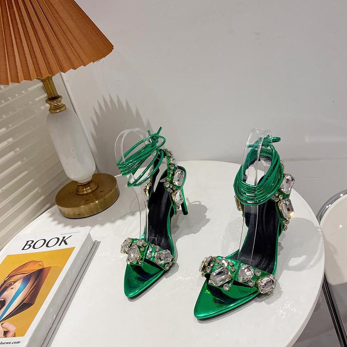 SUPER WHOLESALE | Open-toe Lace Up Heels(11cmh)