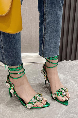 SUPER WHOLESALE | Open-toe Lace Up Heels(11cmh)