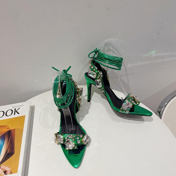 SUPER WHOLESALE | Open-toe Lace Up Heels(11cmh)