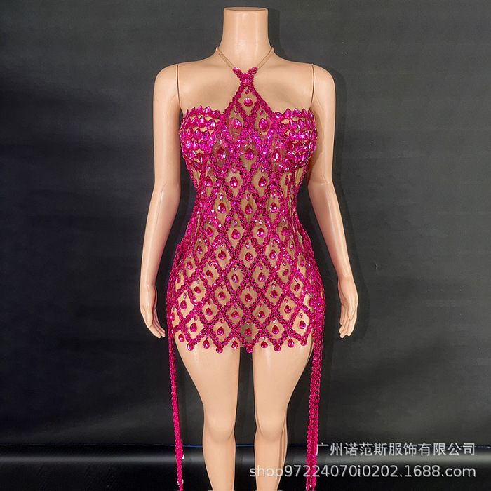 SUPER WHOLESALE |  Rhinestone Halter Dress